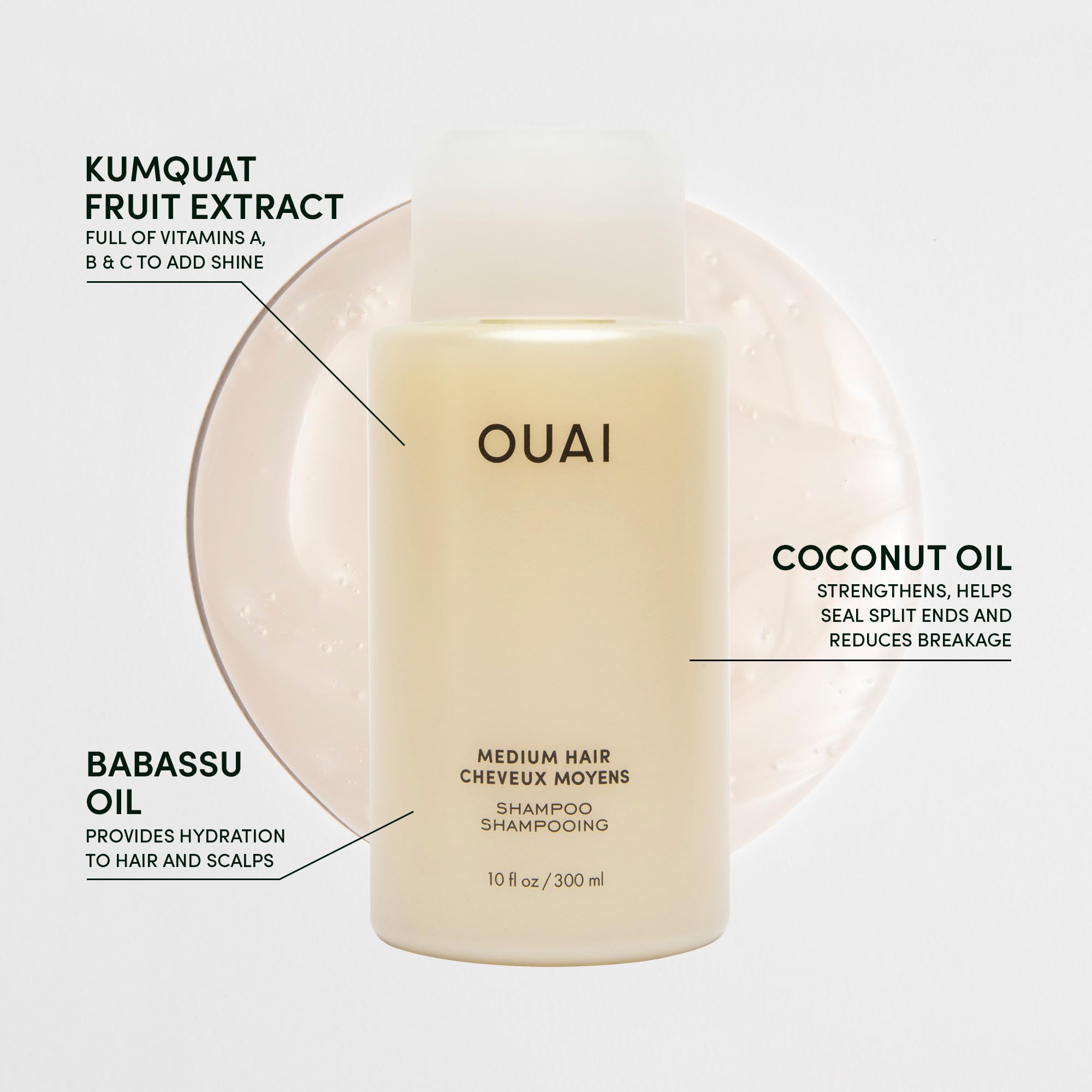 OUAI Medium Shampoo Travel Size - Hydrating Shampoo with Coconut Oil, Babassu, Kumquat Extract & Keratin - Strengthens, Nourishes & Adds Shine - Paraben & Sulfate Free Hair Care Products (3 Oz) OUAIAu supplements