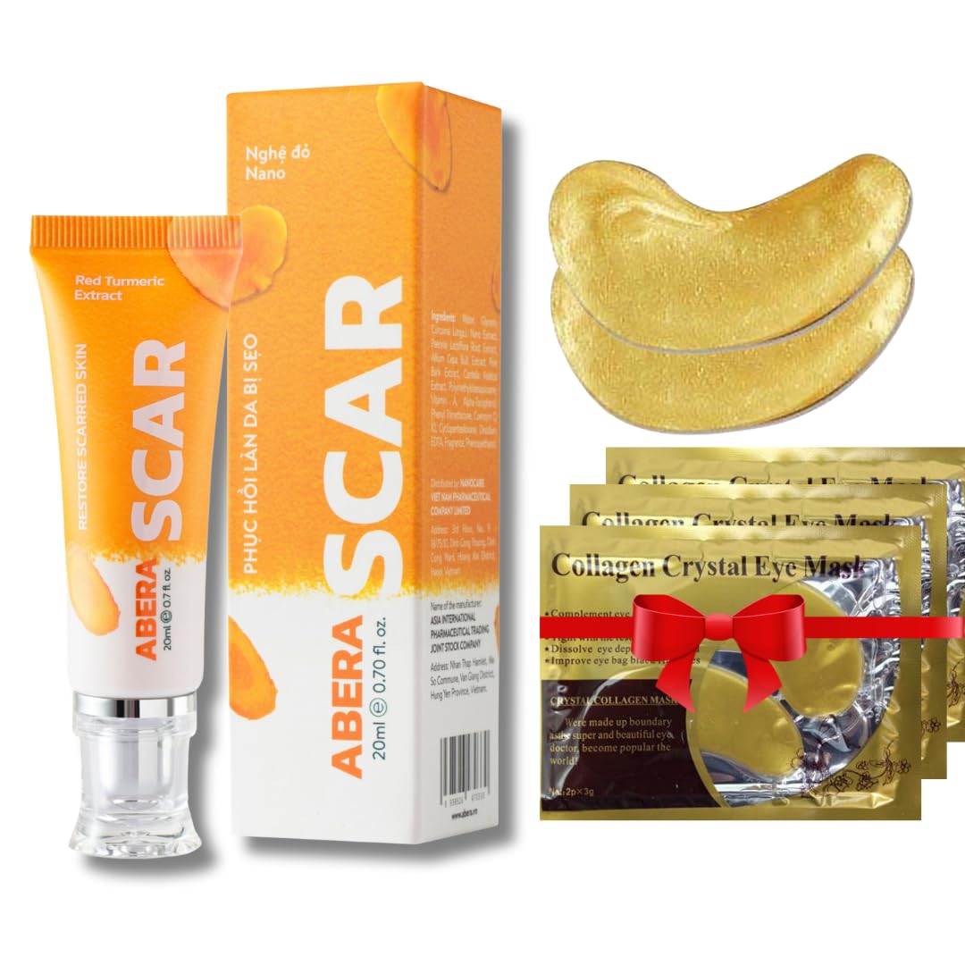 ABERA Scar Removal Cream for Women and Men - Rapid Repair of New Old Scars, Spots, Burns All Natural Treatment with Vitamin E, Alanine, Collagen (1 Box + 3 Eye Patch) ABERAAu supplements