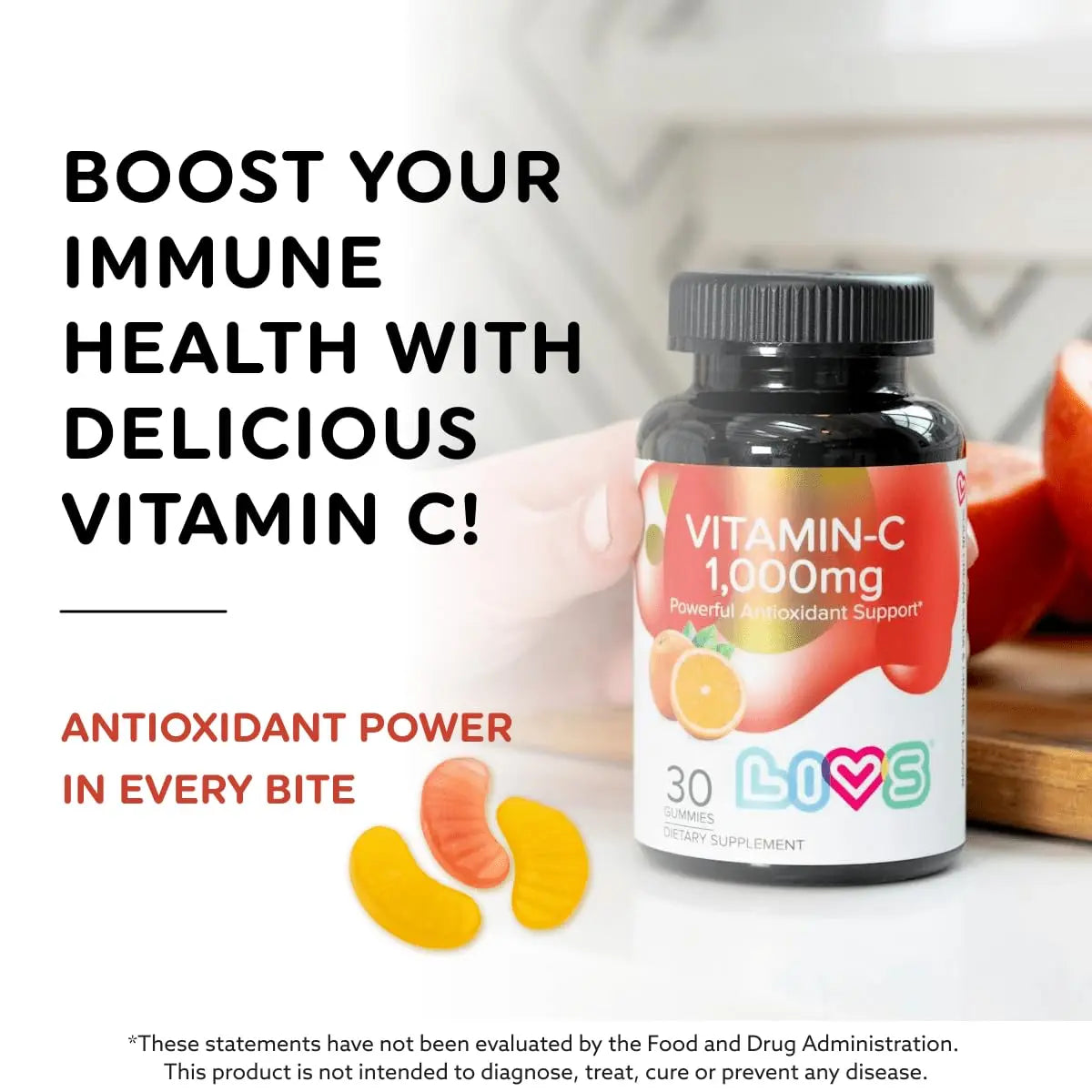 Vitamin C 1000mg Gummies for Kids & Adults |Antioxidant & Immune Support Supplement | Vegan Multivitamin for Hair, Skin & Nails LIVSAu supplements