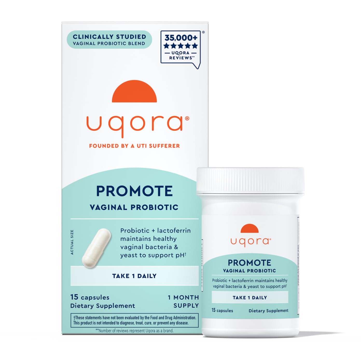 Uqora Promote - Support Vaginal Health* - Probiotic for Women with Lactoferrin, Lactobacillus Acidophilus & Lacticaseibacillus Rhamnosus - Vaginal Probiotics - Gluten-Free - 15 Capsules UqoraAu supplements