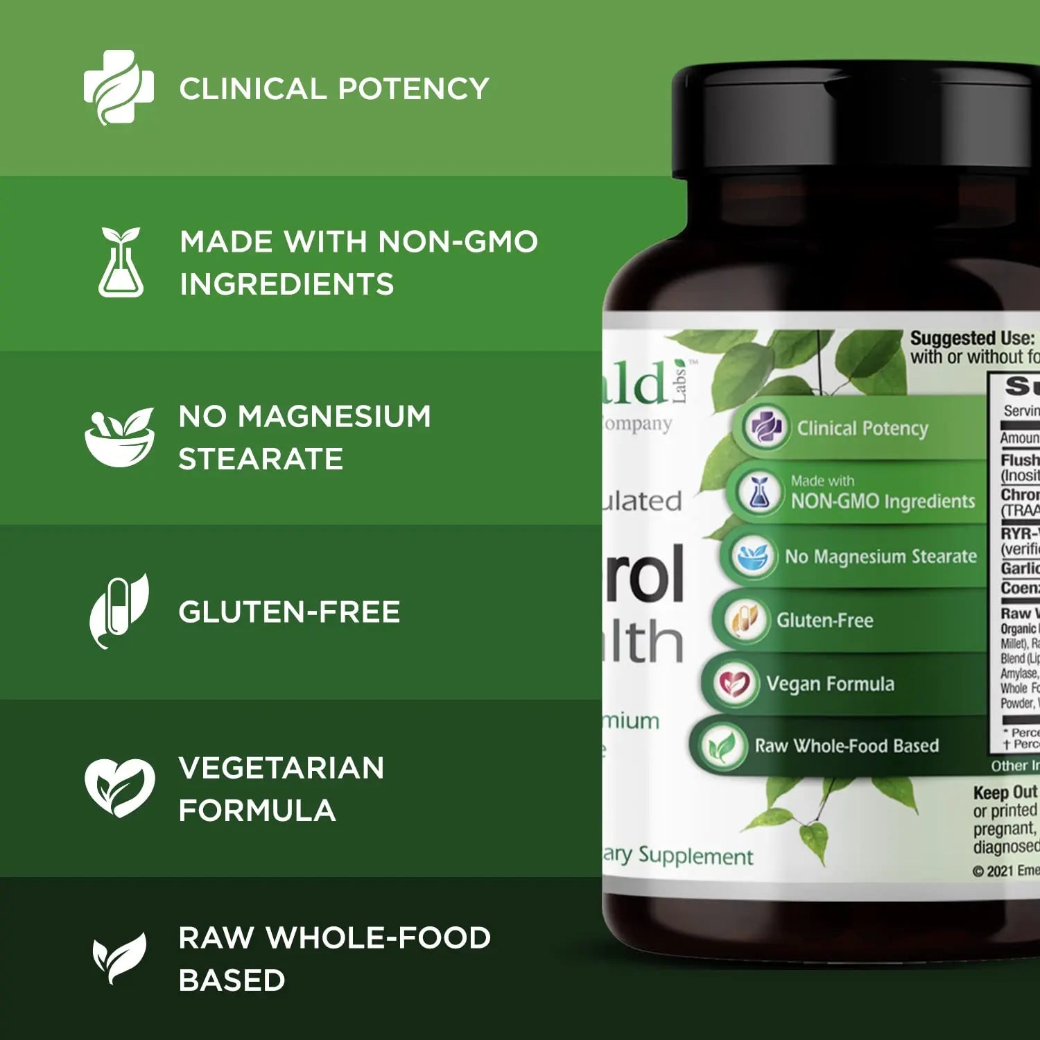 EMERALD LABS Cholesterol Health (90 Caps) & Pomegranate Extract (60 Caps) - Supports Heart Health & Immune Function - Gluten Free & Vegan EMERALD LABSnz supplements