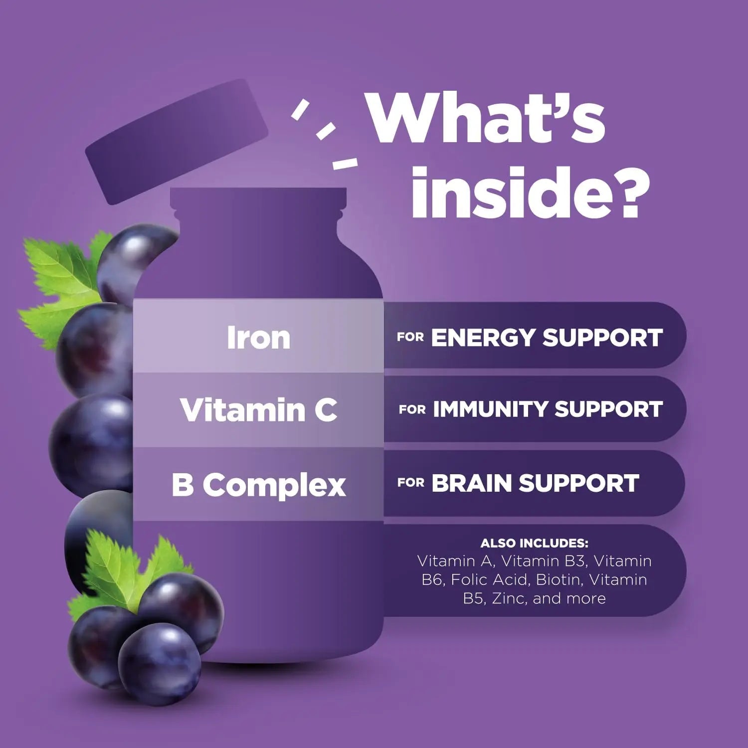 Natural Multivitamin Iron Gummies for Adults - Adult Gummy Vitamins with Iron and Energy Boost B Complex Vitamins PhytoralAu supplements