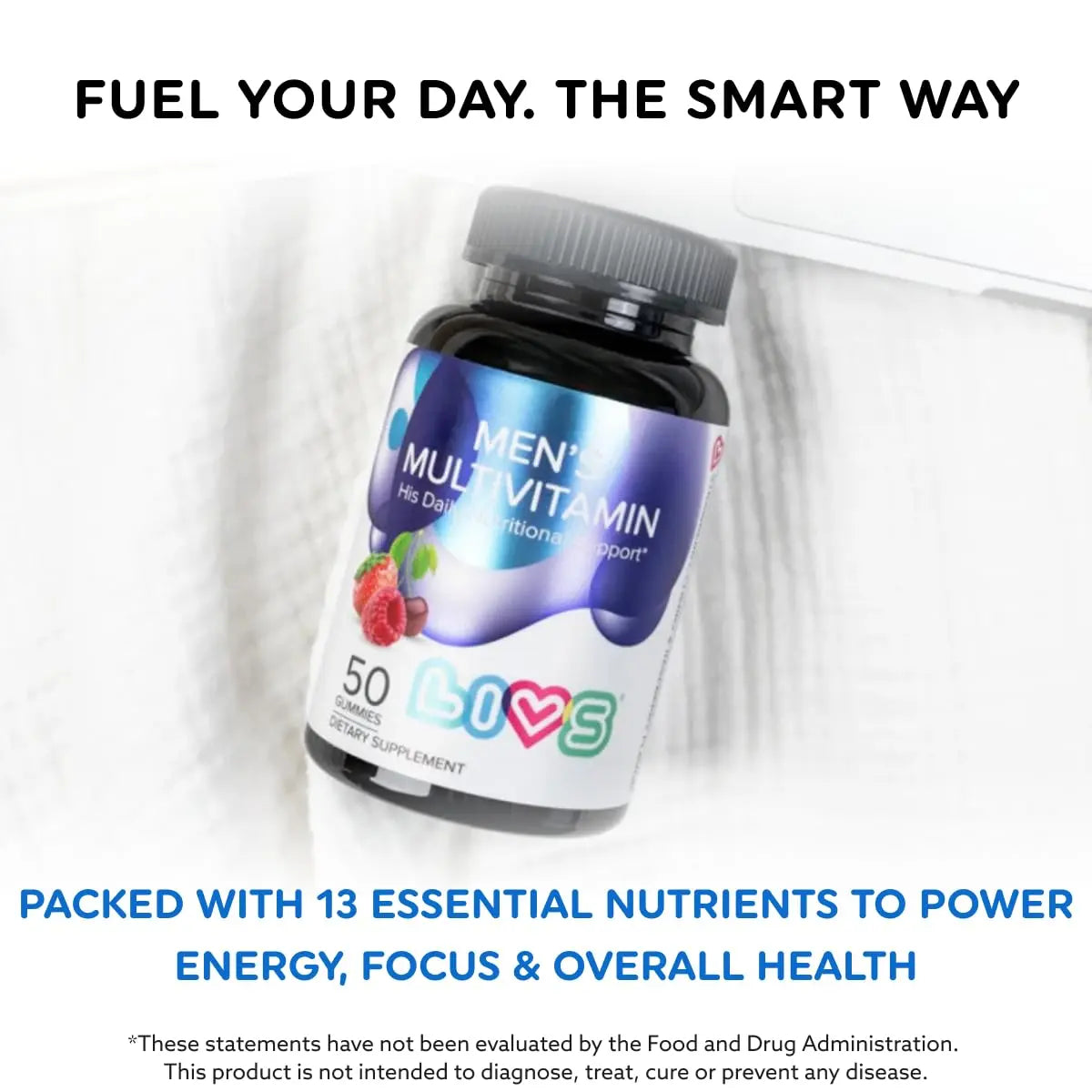 LIVS Men’s Multivitamins Gummies | Chewable Multivitamins for Men Health, Iron & Immune Support | Daily Vitamins with Zinc, Vitamin D3, B12, Biotin & More | LIVSAu supplements