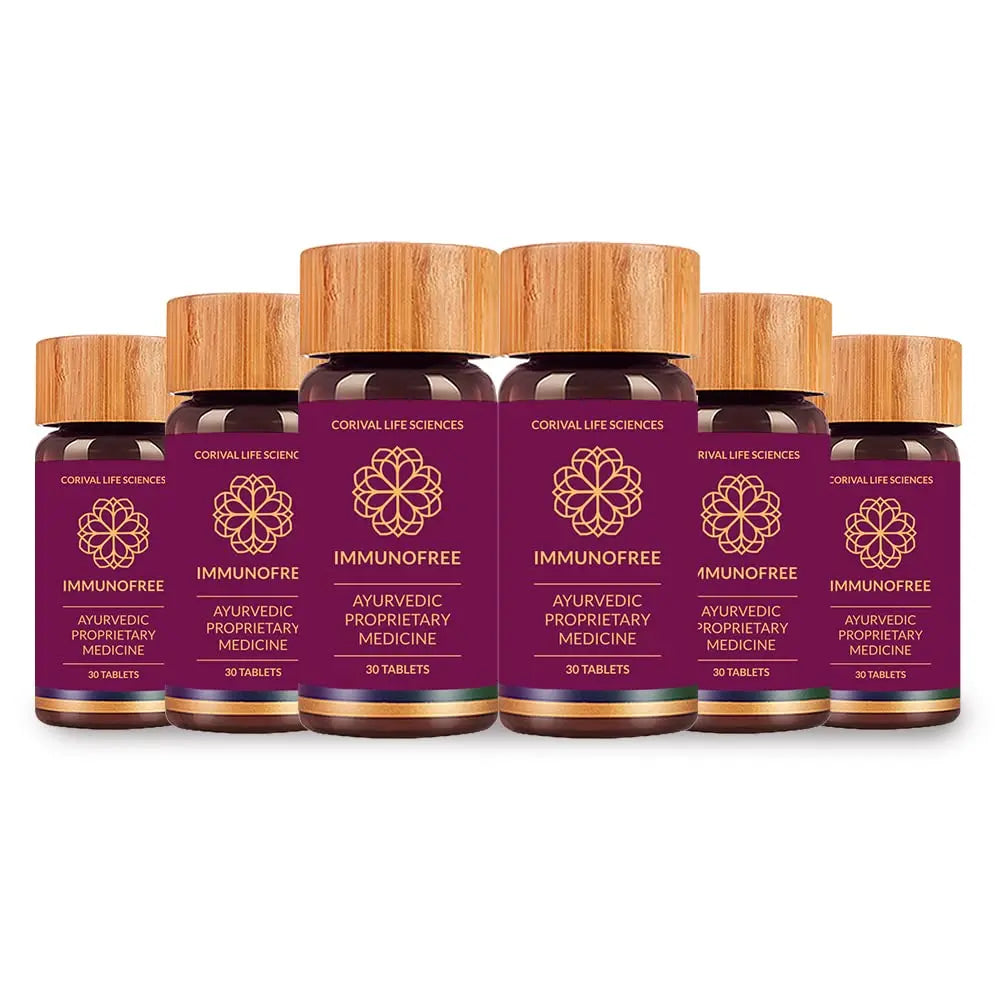 Biogetica Immunofree Herbal Supplement for Immune Support - Natural Potent Blend of Tulsi, Kalmegh, Yashtimadhu & Giloy for Immune Boost - 100% Vegan - 30 Tablets- Pack of 6 BiogeticaAu supplements