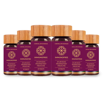 Biogetica Immunofree Herbal Supplement for Immune Support - Natural Potent Blend of Tulsi, Kalmegh, Yashtimadhu & Giloy for Immune Boost - 100% Vegan - 30 Tablets- Pack of 6 BiogeticaAu supplements