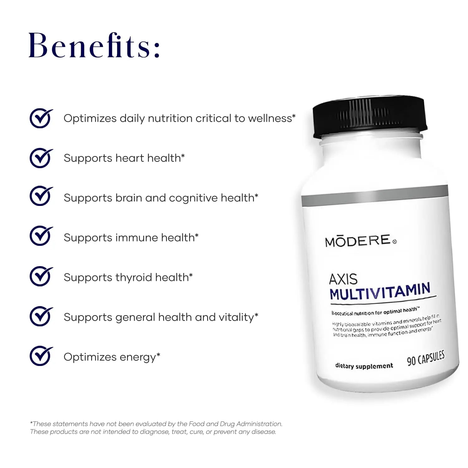 Modere Axis Multivitamin Supplement - Daily Essential Vitamins & Minerals for Overall Health and Wellness Support for Adults Immune - 90 Capsules ModereAu supplements