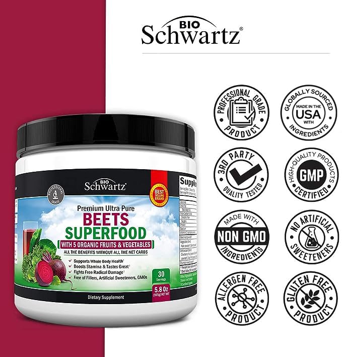 Beet Root Powder - Beets Superfood Supplement with Vitamin C Plus Organic Antioxidant BioSchwartzAu supplements