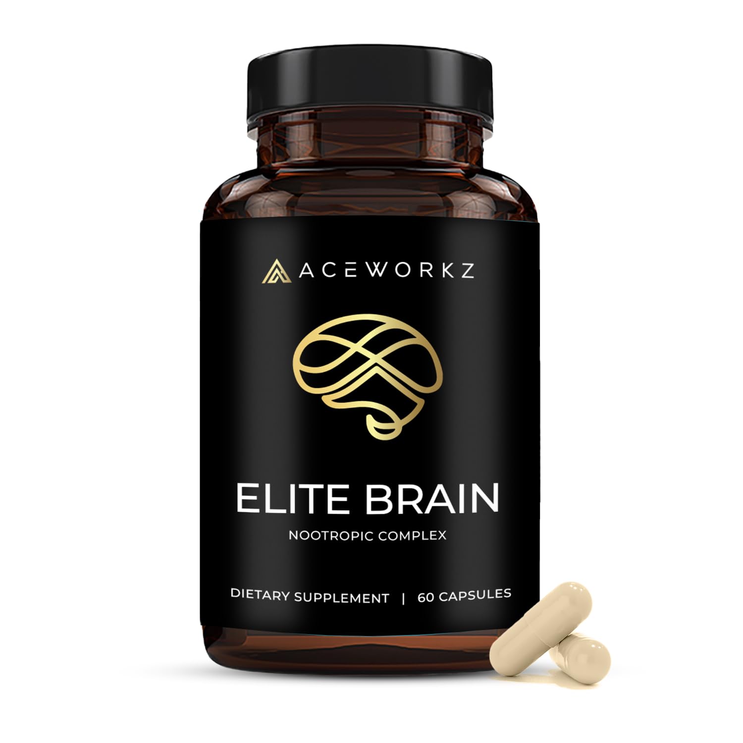 Elite Brain - Nootropic Supplement for Focus, Memory & Mental Clarity – Caffeine-Free Natural Energy with Lion’s Mane, L-Theanine & Vitamin B Complex (60 Capsules) ACEWORKZAu supplements