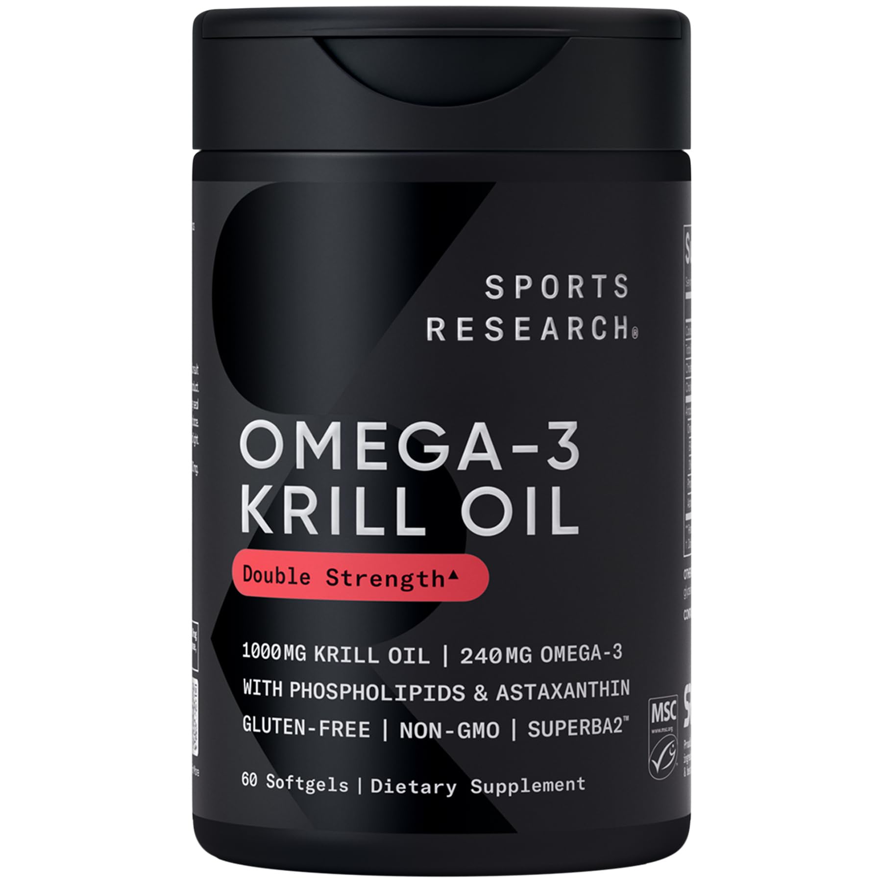 Sports Research® Omega-3 Krill Oil 1000mg - Pure Antarctic Superba Krill with Phospholipids, Choline & Astaxanthin - MSC Certified Sustainable · Non-GMO · Gluten Free - 60 Softgels Sports ResearchAu supplements