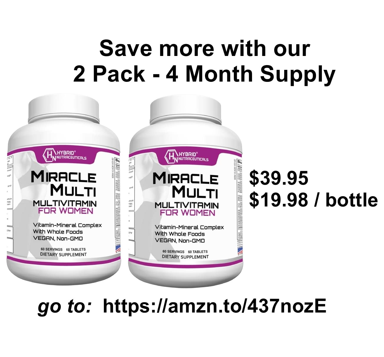 Hybrid Nutraceuticals MiracleMulti Women Multivitamin with Probiotics, Biotin, Folic Acid, Enzymes + Fruit & Vegetable Blend - Immune Support, Heart Health, Energy: 60 Servings (Non-GMO) Hybrid NutraceuticalsAu supplements