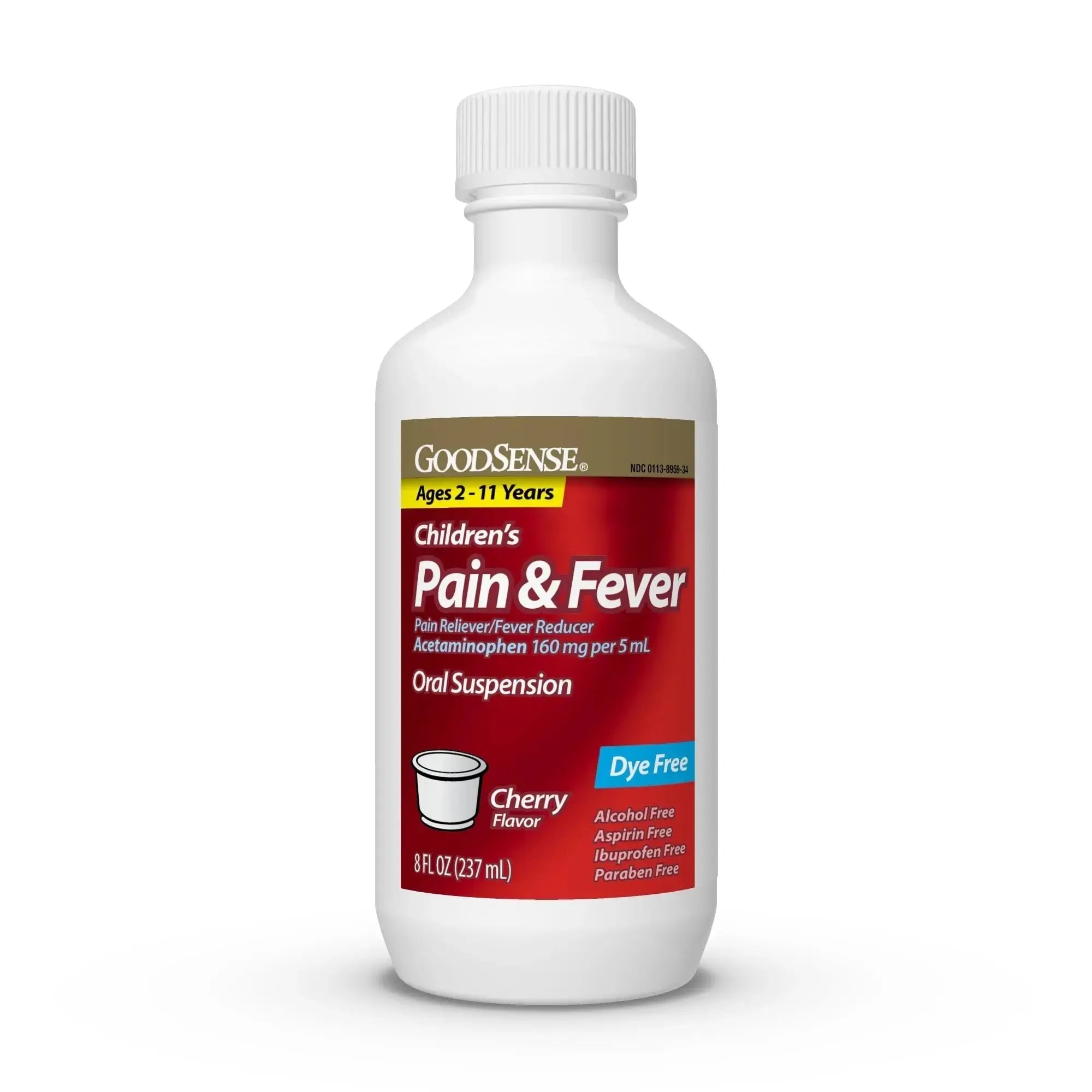GoodSense Children's Dye-Free, Acetaminophen 160 mg per 5 mL Oral Suspension, Cherry Flavor, 8 FL OZ GoodSenseAu supplements