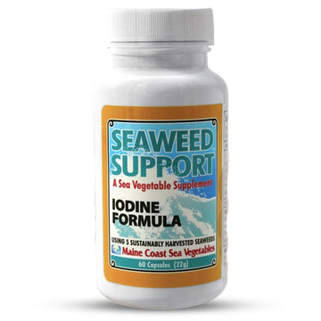 Maine Coast Sea Vegetables Seaweed Support Iodine Formula | Source of Iodine from Seaweed | Daily Use Iodine Supplement | Organic Alaria, Rockweed, Sea Lettuce, Dulse & Bladderwrack blend | 60 Capsule Maine Coast Sea VegetablesAu supplements