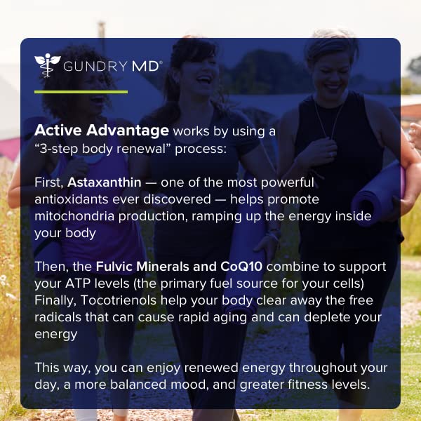 Gundry MD® Active Advantage Astaxanthin and CoQ10 Supplement to Support Energy, Strength and Metabolism, 30 Count Gundry MDUS supplements