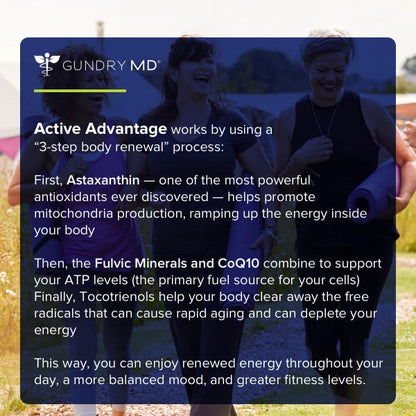 Gundry MD® Active Advantage Astaxanthin and CoQ10 Supplement to Support Energy, Strength and Metabolism, 30 Count Gundry MDUS supplements