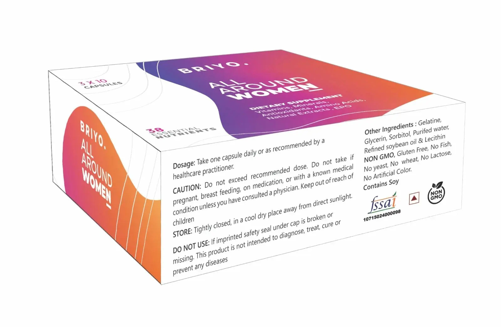 Briyosis All Around Women - 38 nutrients (Essential Vitamins, Minerals, Natural extracts, Amino acids, Primrose Oil) - 90 Capsules BriyosisAu supplements