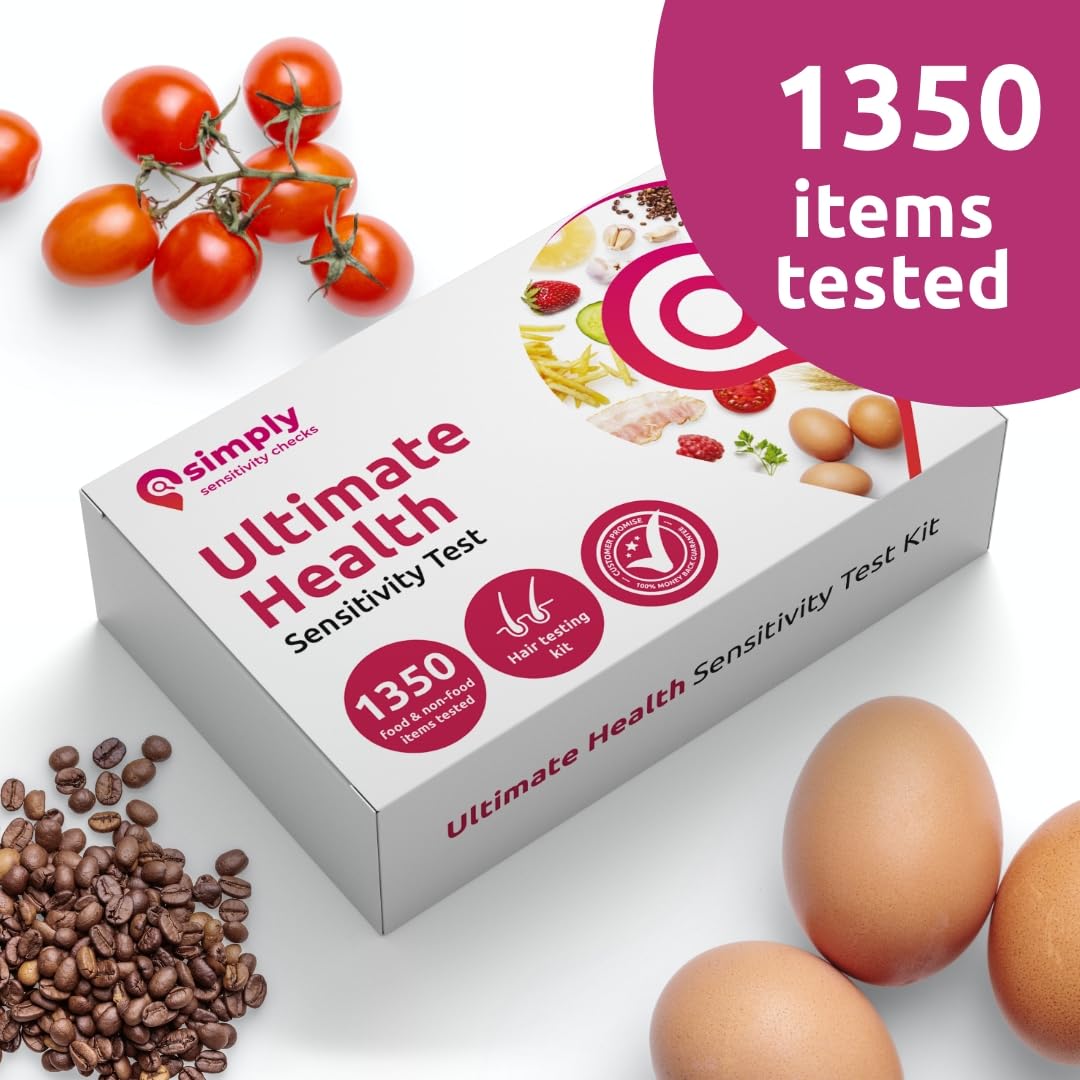 Simply Sensitivity Checks 1350+ Items Food Sensitivity Test Kit for Adults – Foods & Non-Foods, Including Lactose, Gluten, Vitamins, Minerals, Gut Health & More – at-Home Food Intolerance Test Kit Simply Sensitivity ChecksAu supplements