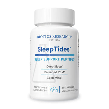 Biotics Research SleepTides - Plant Peptide Sleep Support for Deep and REM Sleep, Bioactive Rice Protein Peptides, Supports Healthy Cortisol Levels, Non-Habit Forming, Gluten, Dairy, GMO Free, 30 Caps BIOTICS RESEARCHAu supplements