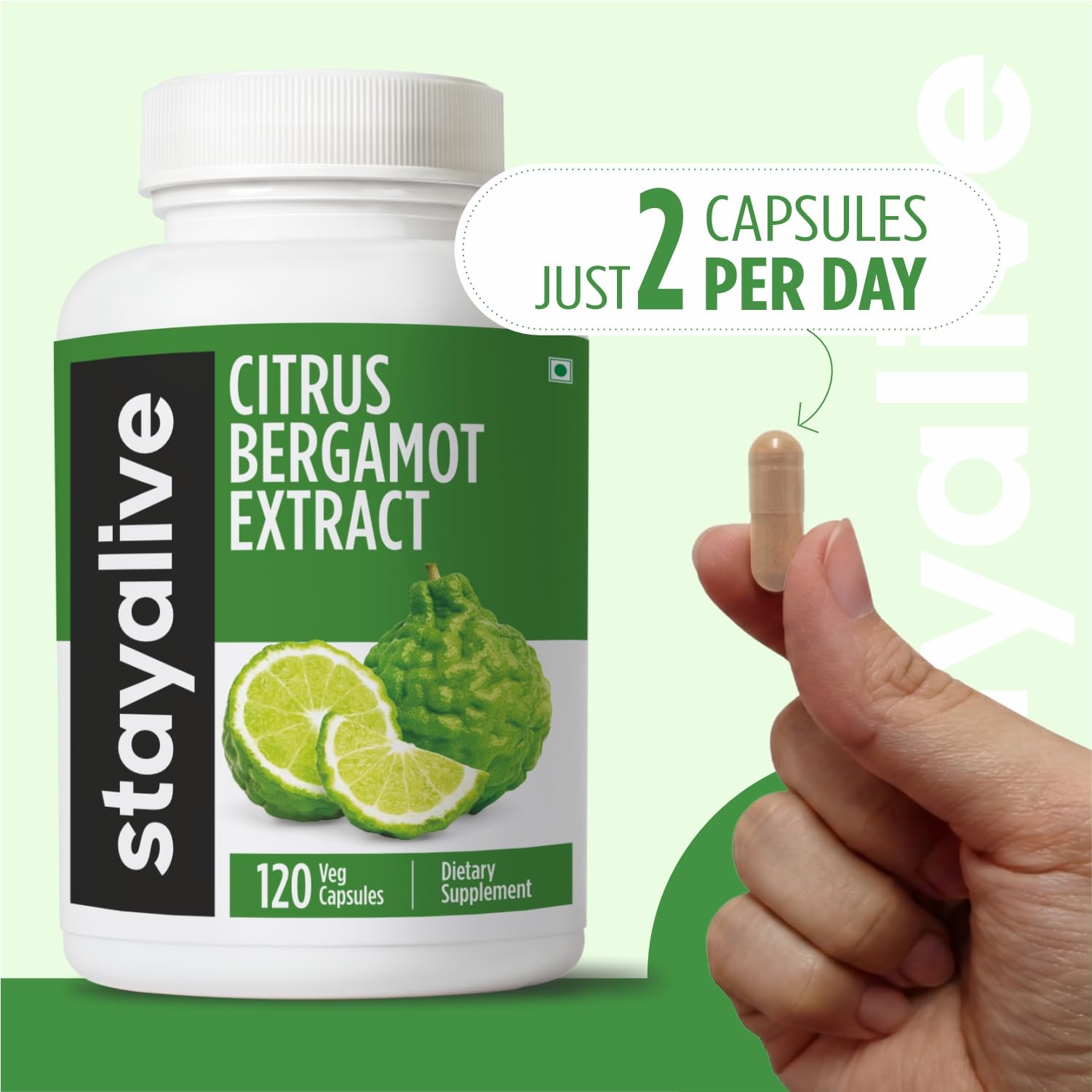 STAY ALIVE Citrus Bergamot Capsules 1000mg, 30:1 Super Extract with 50% Polyphenolic Flavanones, 120 Pills, Citrus Bioflavonoids Supplements for Women & Men | Non-GMO, Gluten-Free STAY ALIVEAu supplements