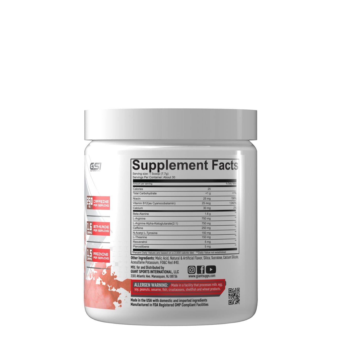 Giant Performance Edge Rush - Preworkout Powder (Fruit Punch) Giant PerformanceUS supplements