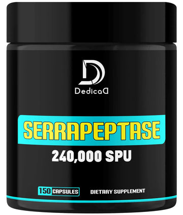 DEDICAD Serrapeptase Supplement 240,000 SPU - 150 Capsules for Smooth Breathing, Heart Health & Immune System Support - 75-Serving Supply DEDICADAu supplements