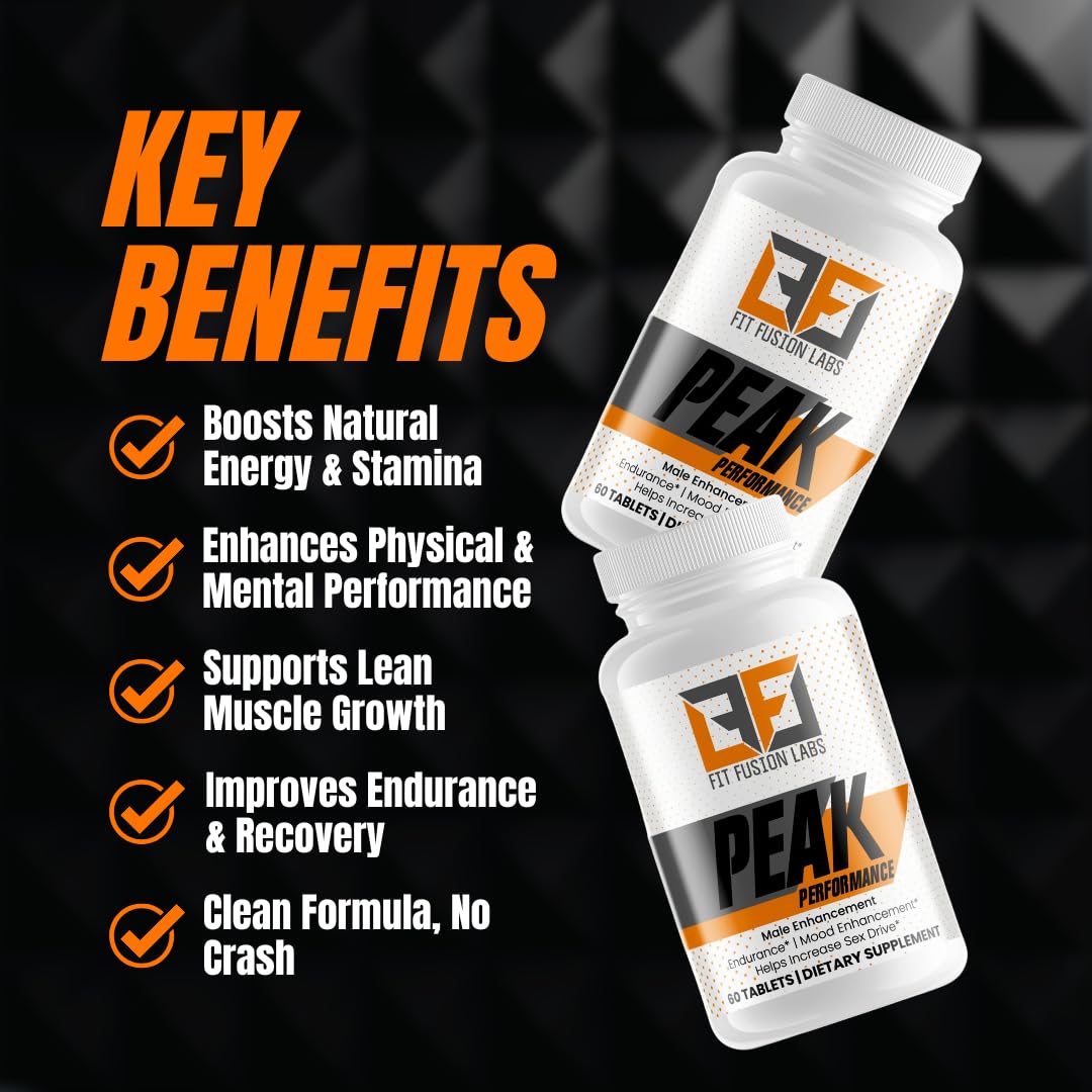 Fit Fusion Labs Peak Performance Natural Male Enhancement & Energy Booster – Tongkat Ali, Maca, Zinc & Ginseng – Supports Stamina, Strength & Recovery – 60 Tablets Fit Fusion LabsAu supplements