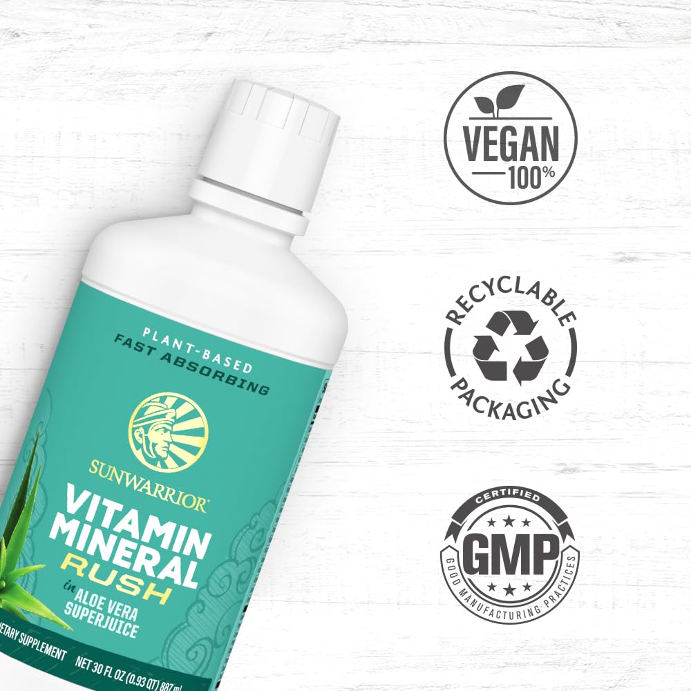 Sunwarrior Liquid Multivitamin Supplements & Minerals Vegan Plant-Based with Aloe Vera for Men and Women | Energy & Immune Support Gluten Sugar Dairy Free | 30 Fl Oz SunwarriorAu supplements