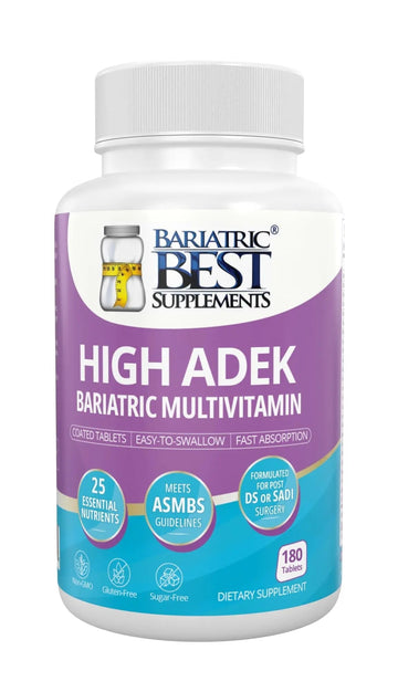 High A D E K Bariatric Multivitamin for Post DS/SADI Surgery, 25 Essential Nutrients for Post-Weight Loss Surgery, 180 Tablets Bariatric Best SupplementsAu supplements