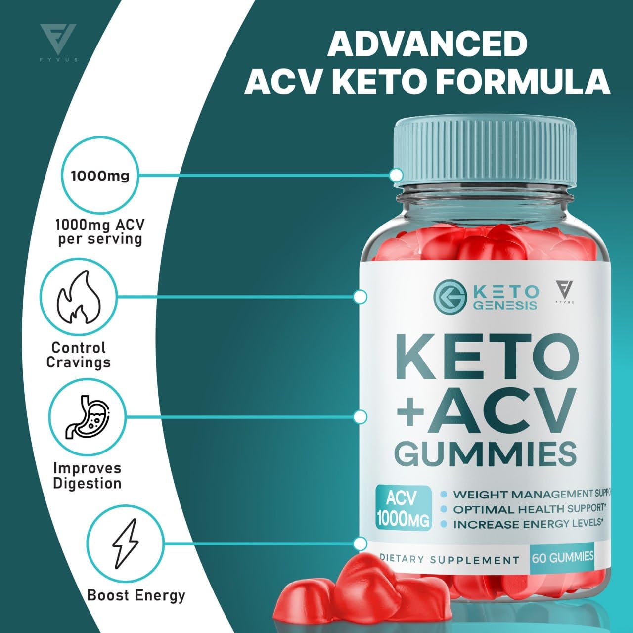 Keto Genesis Keto ACV Gummies Advanced Weight Loss, Ketogenesis Keto + ACV 1000MG FyvusUS supplements