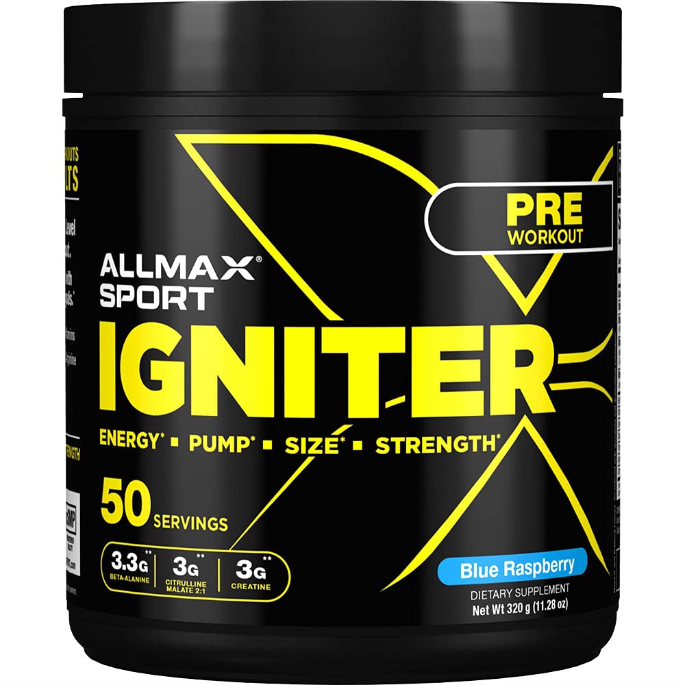 ALLMAX IGNITER Sport, Blue Raspberry - 330 g - Pre-Workout Formula - with Caffeine ALLMAX NutritionAu supplements