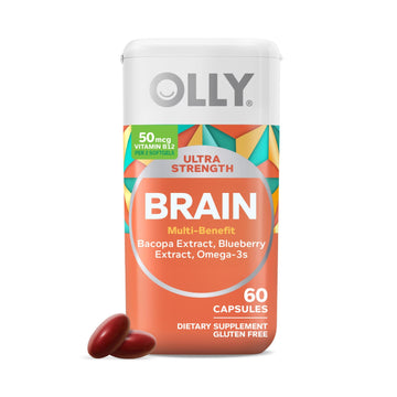 OLLY Ultra Strength Brain Softgels, Nootropic, Supports Healthy Brain Function, Memory, Focus and Concentration, Omega-3s, Vitamins B6 and B12, 30 Day Supply - 60 Count OLLYAu supplements