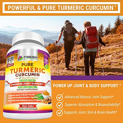 Turmeric Curcumin with BioPerine 1950mg - Natural Joint & Healthy Inflammatory FRESH HEALTHCAREUS supplements