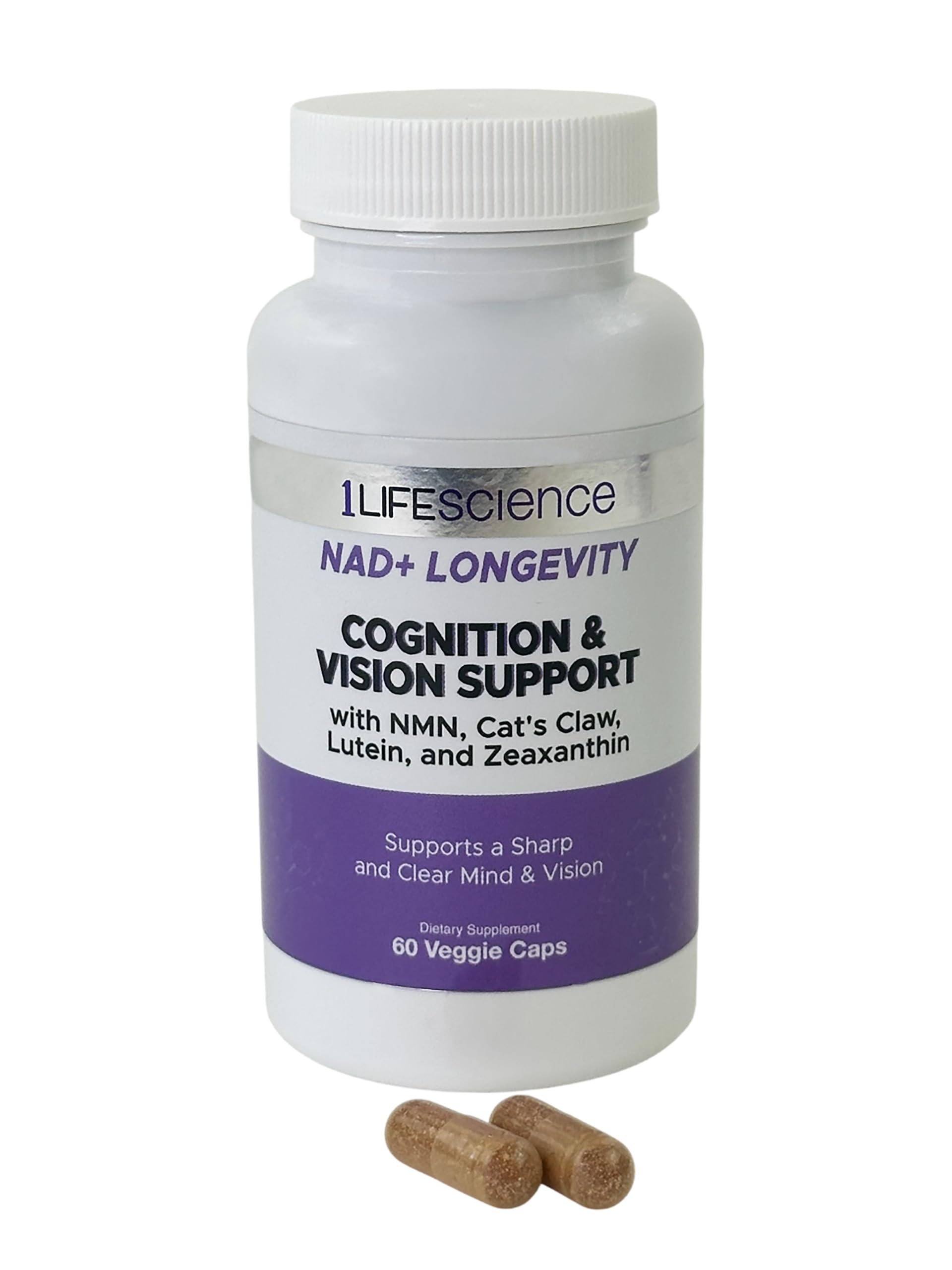 1LifeScience Cognition & Vision Support Supplement – NMN, Lion’s Mane, Cat’s Claw, Apigenin, PQQ & Lutein – NAD+ Support Formula – cGMP Made in USA – 60 Caps 1LifeScienceAu supplements
