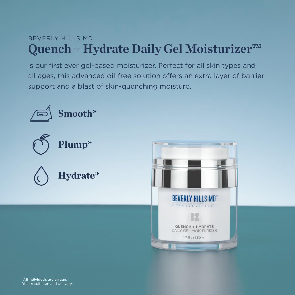 Beverly Hills MD Quench + Hydrate Daily Gel Moisturizer- Visibly Smooth, Plump, Hydrate Face & Neck for Wrinkles, Sagging- Skin Smoothing & Re-Energizing- Visibly Reduce Signs of Aging w/Niacinamide Beverly Hills MDAu supplements
