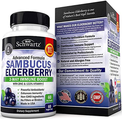 Elderberry with Zinc and Vitamin C for Adults - Immune Support Vitamins BioSchwartzUS supplements