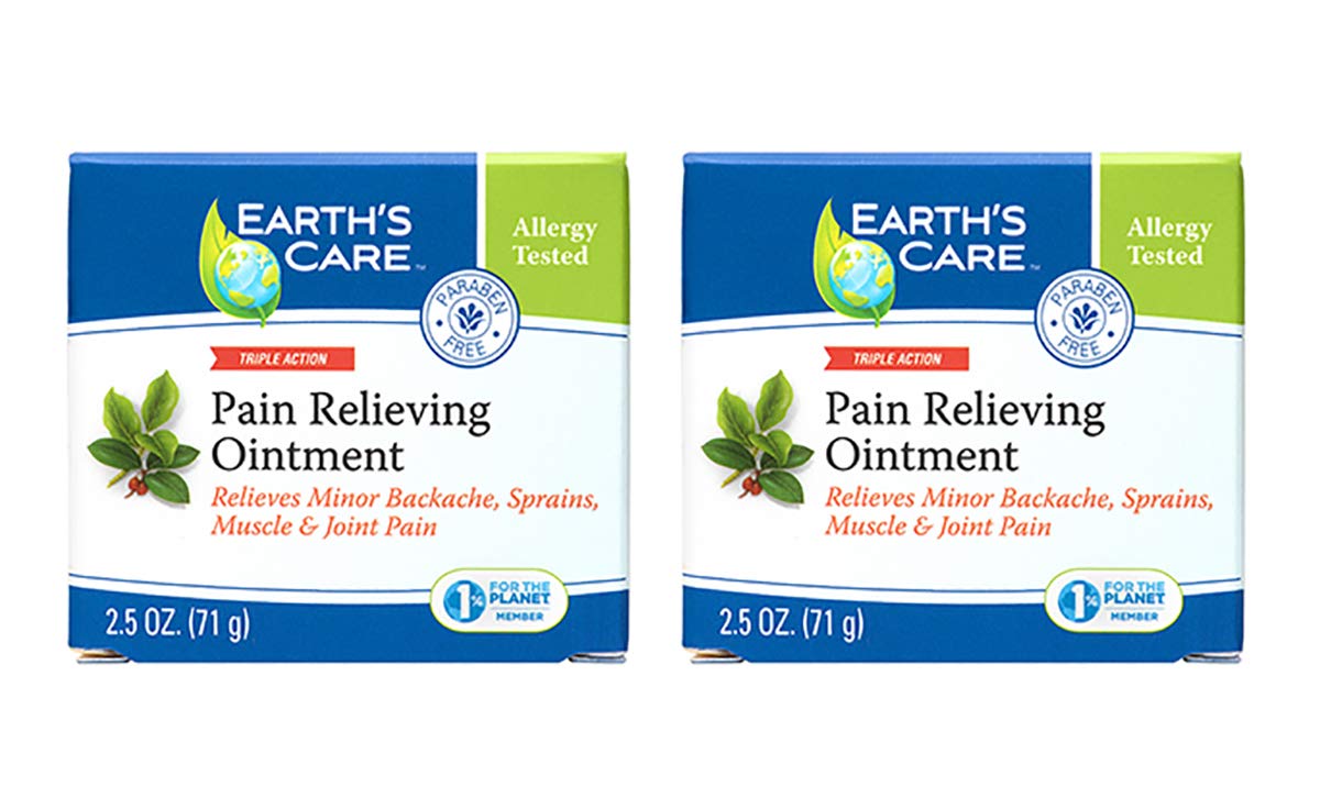 Earth's Care Triple Action Pain Relieving Ointment, No Parabens, Colors or Fragrances, Allergy-Tested 2.5 OZ. (2 Jars) Earth's CareAu supplements