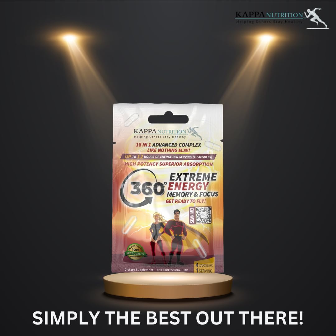 360 Extreme Energy, Memory & Focus (1 Display 20 Sachets (4 Capsules ea) KAPPA NUTRITIONAu supplements