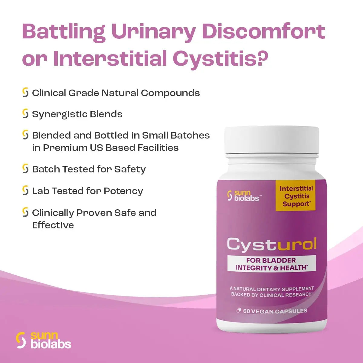 CYSTUROL® Bladder Support Supplement | Interstitial Cystitis (IC) | Bladder Pain | Urinary Tract Health | Clinically Studied Formula for Bladder Inflammation, UTI, Mast Cell Support & Urinary Urgency SUNN BIOLABSAu supplements