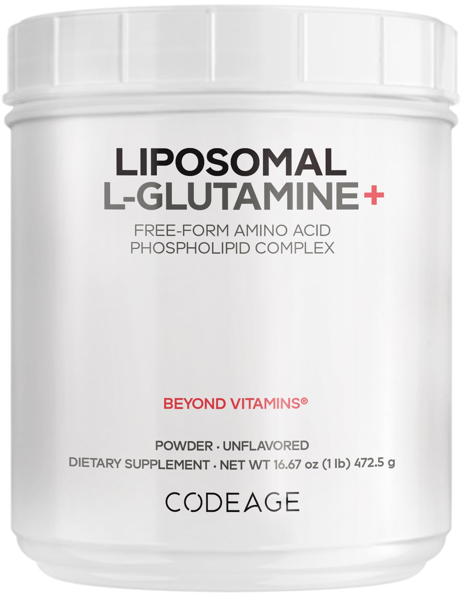 Codeage Liposomal L-Glutamine Powder - High-Potency L-Glutamine 5,000 mg per Serving - 3-Month Supply - Liposomal Delivery, Free-Form Amino Acid, Unflavored Glutamine - Non-GMO Gluten-Free - 16.67 oz CodeageAu supplements