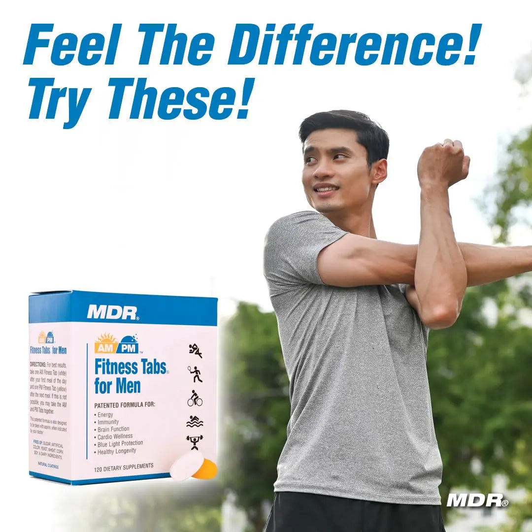 MDR Fitness Tabs Patented AM/PM Multivitamin for Men Doctor Formulated with Right Nutrients at The Right Time - Gluten Free - 2 Month Supply MDRAu supplements