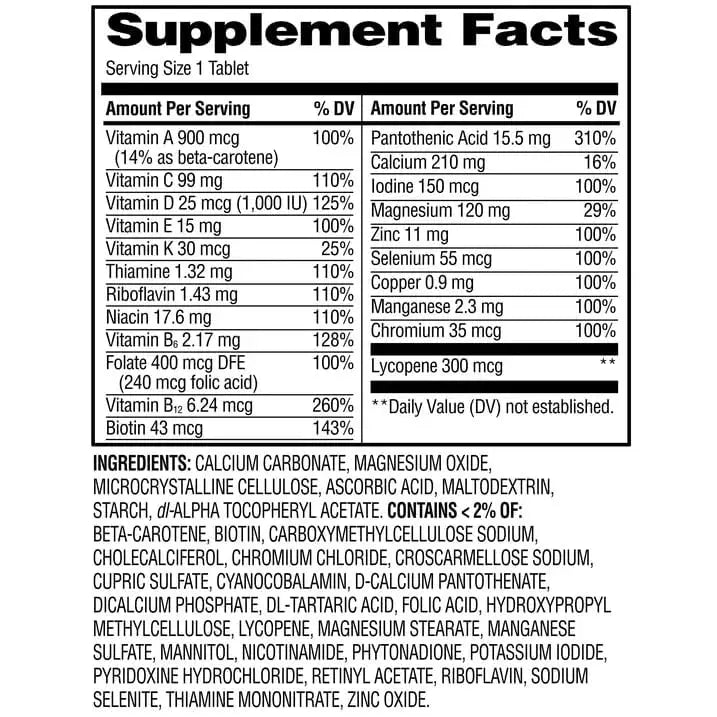 AGILIPET Equate One Daily Men's Multivitamin Multimineral Supplement Tablets, 100 Count Sticker AGILIPETAu supplements