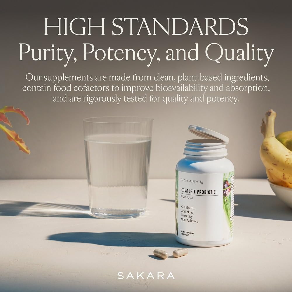 SAKARA Complete Probiotic - Prebiotics and Probiotics for Women Digestive Health Supplements, Supports Bloating, Immune System & Skin Radiance, Gut Health for Women with 3 Billion CFU's - 180 Capsules SAKARAAu supplements