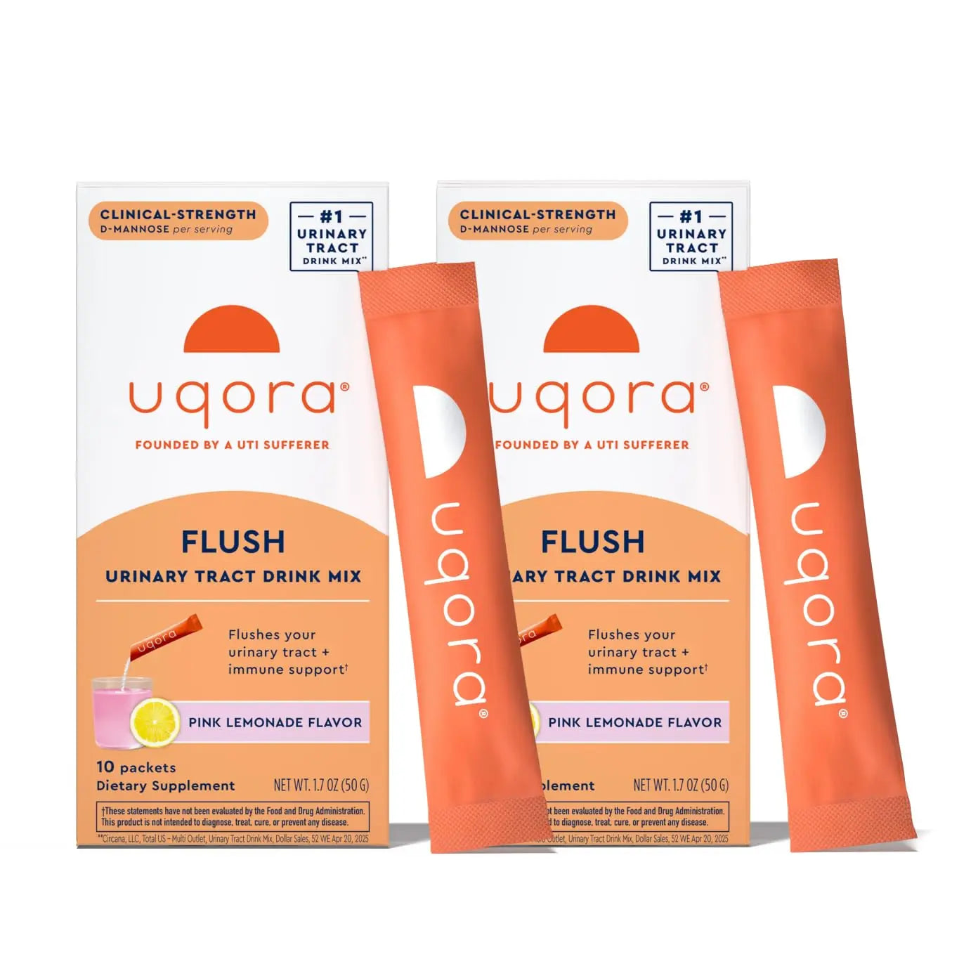 Uqora Flush - Urinary Tract* with D-Mannose, Vitamin C, Vitamin B6, Potassium, Magnesium & Calcium - Gluten-Free & Vegan - Pink Lemonade Flavor - 20 Packets (2 Pack) UqoraAu supplements
