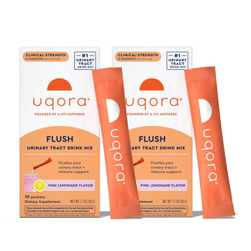 Uqora Flush - Urinary Tract* with D-Mannose, Vitamin C, Vitamin B6, Potassium, Magnesium & Calcium - Gluten-Free & Vegan - Pink Lemonade Flavor - 20 Packets (2 Pack) UqoraAu supplements