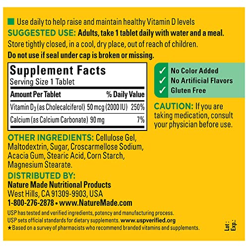 Nature Made Vitamin D3 2000 IU (50 mcg), Dietary Supplement for Bone, Teeth Nature MadeAu supplements