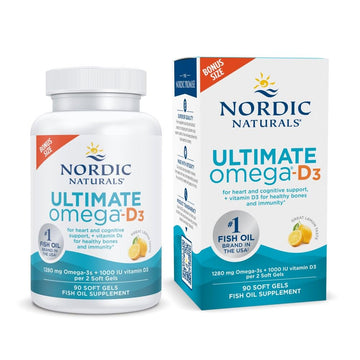 Nordic Naturals Ultimate Omega-D3, Lemon Flavor - 90 Soft Gels - 1280 mg Omega-3 + 1000 IU Vitamin D3 - EPA & DHA - Promotes Brain, Heart, & Immune Health - 45 Servings Nordic NaturalsAu supplements