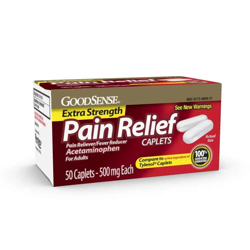 GoodSense Extra Strength 500mg Acetaminophen Caplets 50 Count & Nexcare Flexible Clear 1 Inch x 10 Yard Waterproof Transparent Tape 1 Roll GoodSenseAu supplements