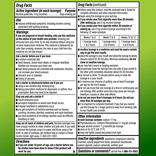 Amazon Basic Care Nicotine Polacrilex Lozenges, 4 mg, Mint Flavor Amazon Basic CareAu supplements