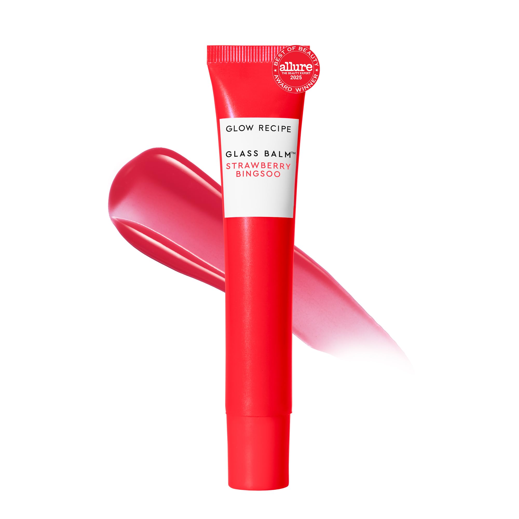 Glow Recipe Glass Balm Lip Treatment - 12Hr Hydrating Lip Balm & Moisturizer with Hyaluronic Acid to Smooth, Plump & Protect from Dryness - Sheer Pinky Red Tint, Strawberry Bingsoo (15 ml) Glow RecipeAu supplements