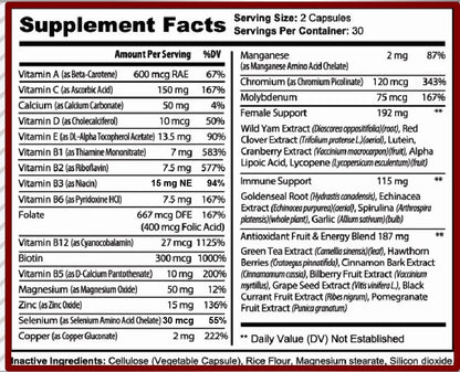 MiracleMulti Multivitamin for Women - Female Support Formula, Immune Support, Minerals, Biotin, Antioxidants & Superfoods Blend – 60 Capsules Hybrid NutraceuticalsUS supplements