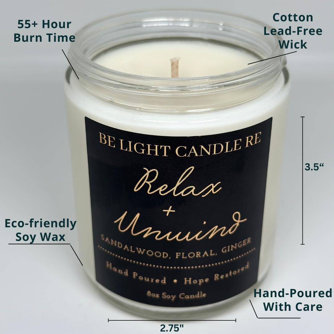 Stress Relief Candle | Purpose-Driven Soy Candles | Scented Candle for Home | 8oz Long Lasting Candle Be Light Candle REAu supplements
